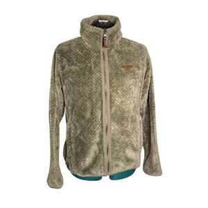 Columbia Womens Fire Side Sherpa Full-Zip Stone Green Fleece Jacket Size Large